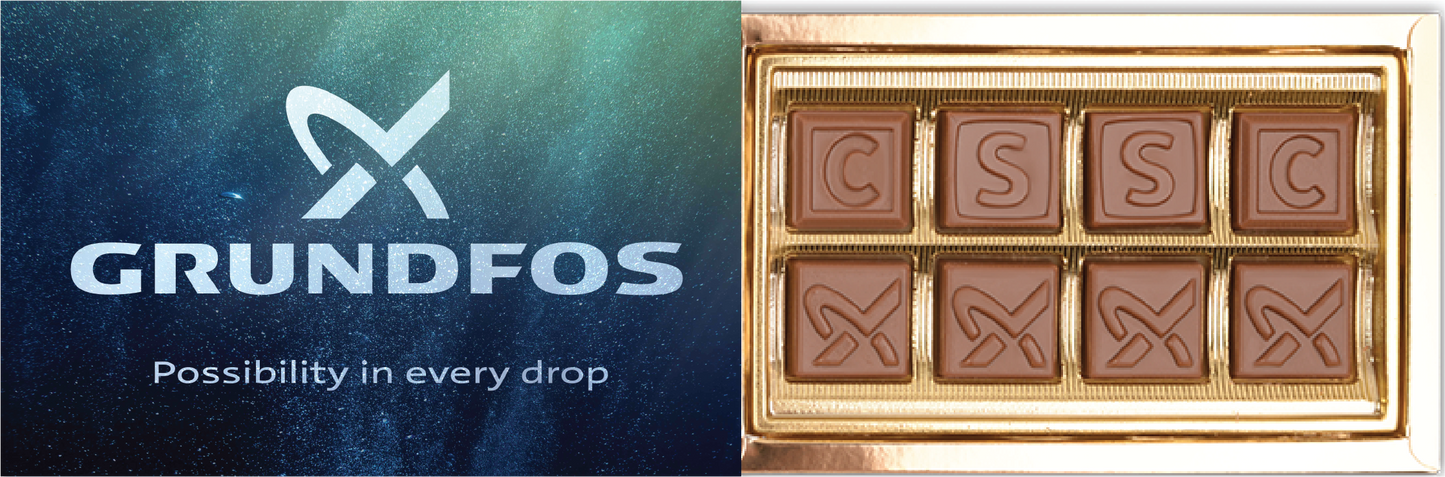 8 Pieces of Customized Belgian Chocolate in a Customized Soft Gliding Box