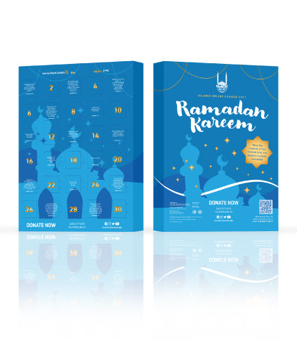 30 Days A4 Ramadan Advent Calendar with 30 Pieces Customized Logo on Belgian Chocolate in a Customized Soft Box